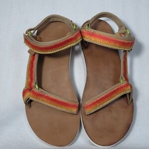 Teva Sandals Womens 9 Original Universal Shoes Ombre Orange Strappy Flats Sport